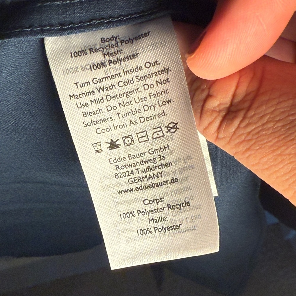 EDDIE BAUER - Men’s 2XL Long Sleeve Button Down Polygiene BioStatic in Navy NWT - Picture 12 of 12